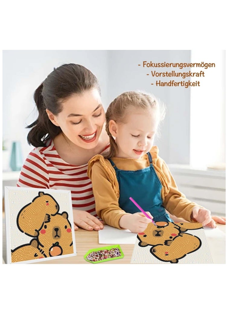 لوحة ماسية للأطفال من عمر 6 سنوات فما فوق، صور لوحة ماسية مع إطار، مجموعة رسم حيوانات الكابيبارا، هدايا للأطفال من عمر 7 إلى 12 سنة (متعدد الالوان) - Image 5